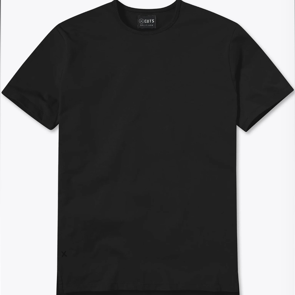 Cuts Clothing Split Hem Black T-Shirt Size M